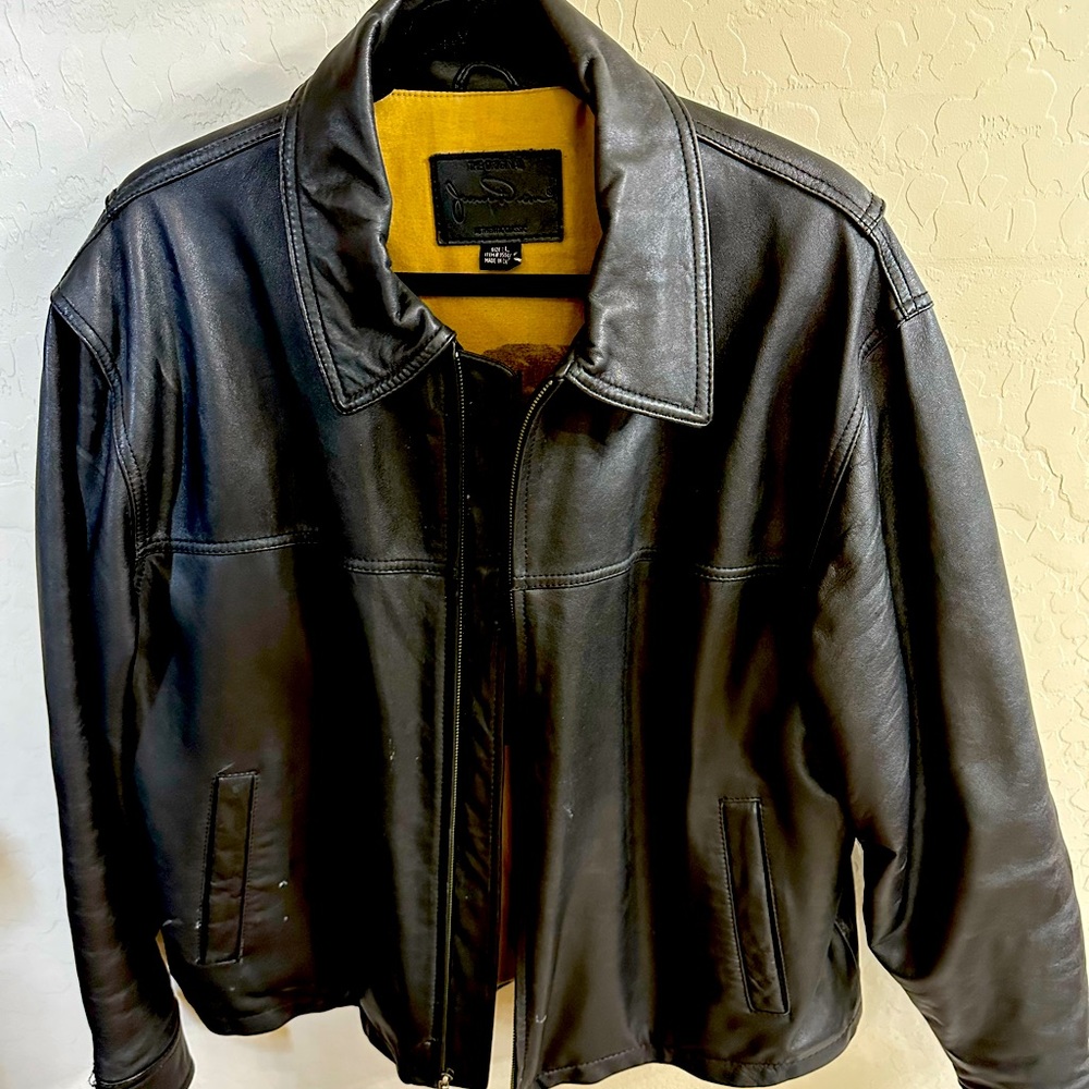 Black leather jacket. James Dean. Used but in good condition. Purchased for $150